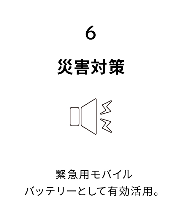 6.災害対策 緊急用モバイルバッテリーとして有効活用。
